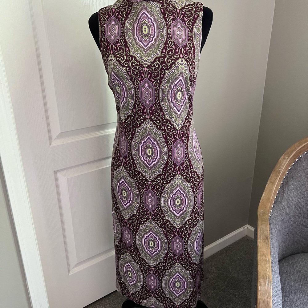 Harold's Purple and Cream Patterned Midi Dress